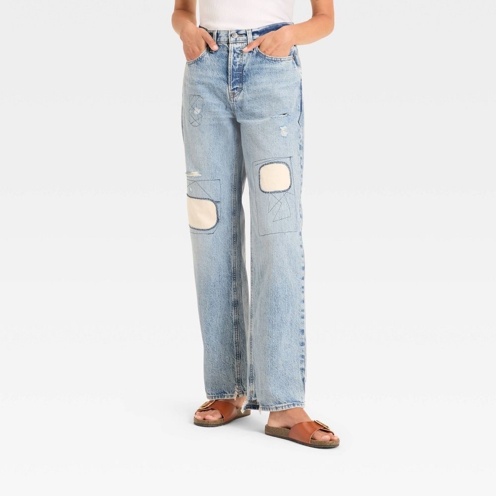 Universal Thread Rise Patchwork 90's Baggy Jeans size 8 NWT